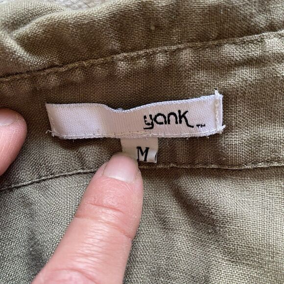 Y2K Yank 100% Linen Button Up Collared Blouse. Pockets! Sleevless. Size Medium. - Picture 12 of 16